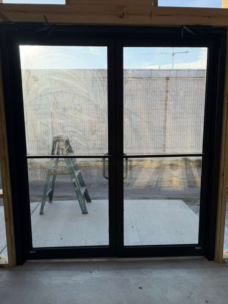 Storefront double door installed in a new commercial building